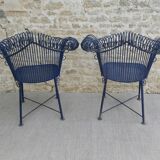 Pair of metal garden chairs
