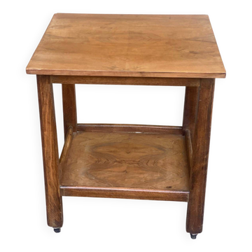Table d'appoint desserte bar vintage à roulettes art déco noyer 1960