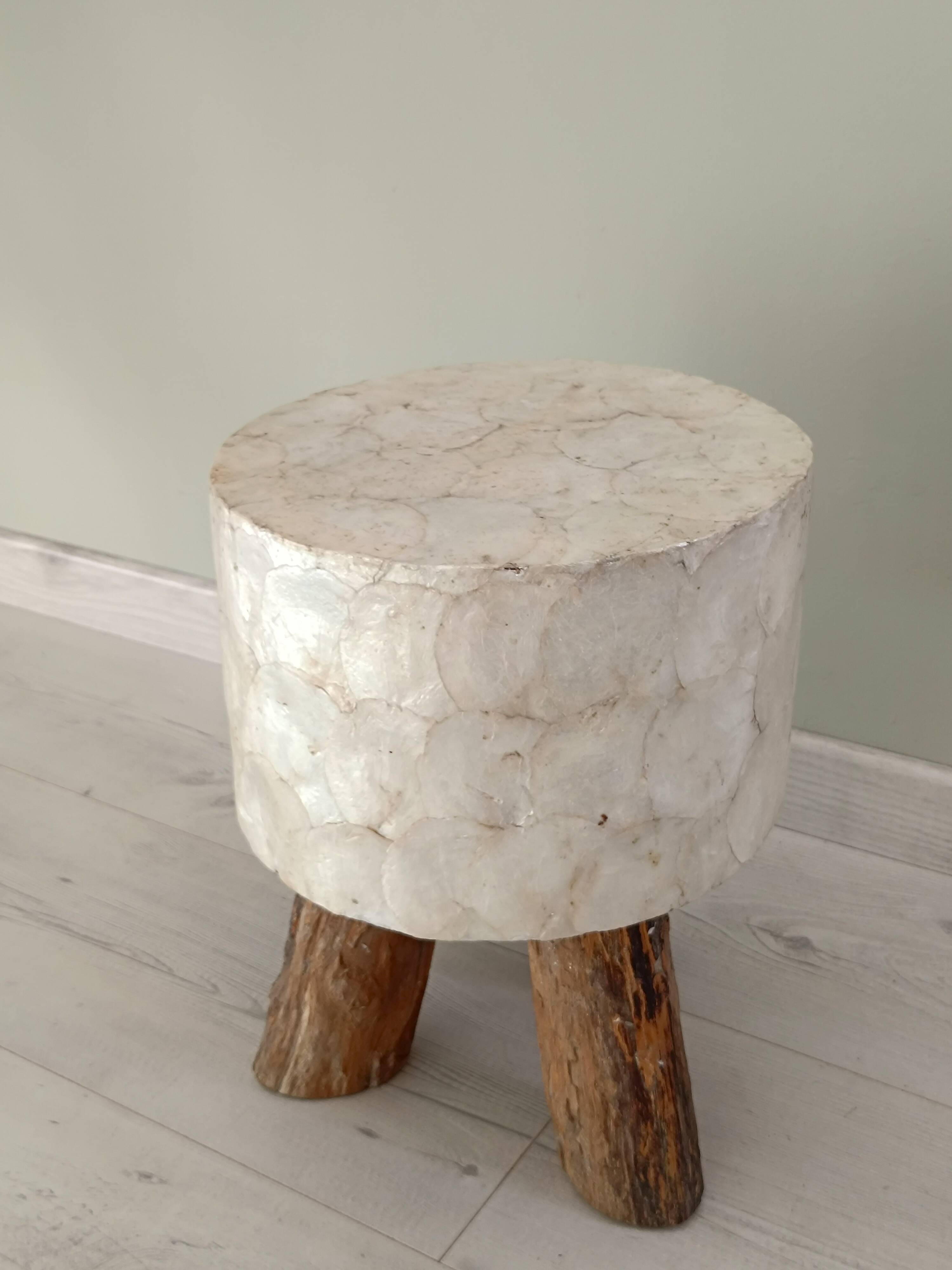 Capiz Tripod Round Stool