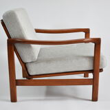 Original scandinavian armchair 60s, designer Z. Baczyk, delicate grey color, teak wood