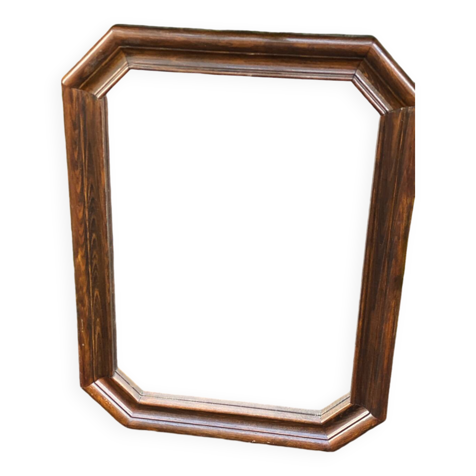 Vintage octagonal mirror in solid wood