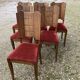 6 art deco chairs with red velvet seats