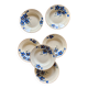 Set of 6 old-fashioned soup plates with blueberry decorations