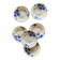 Set of 6 old-fashioned soup plates with blueberry decorations