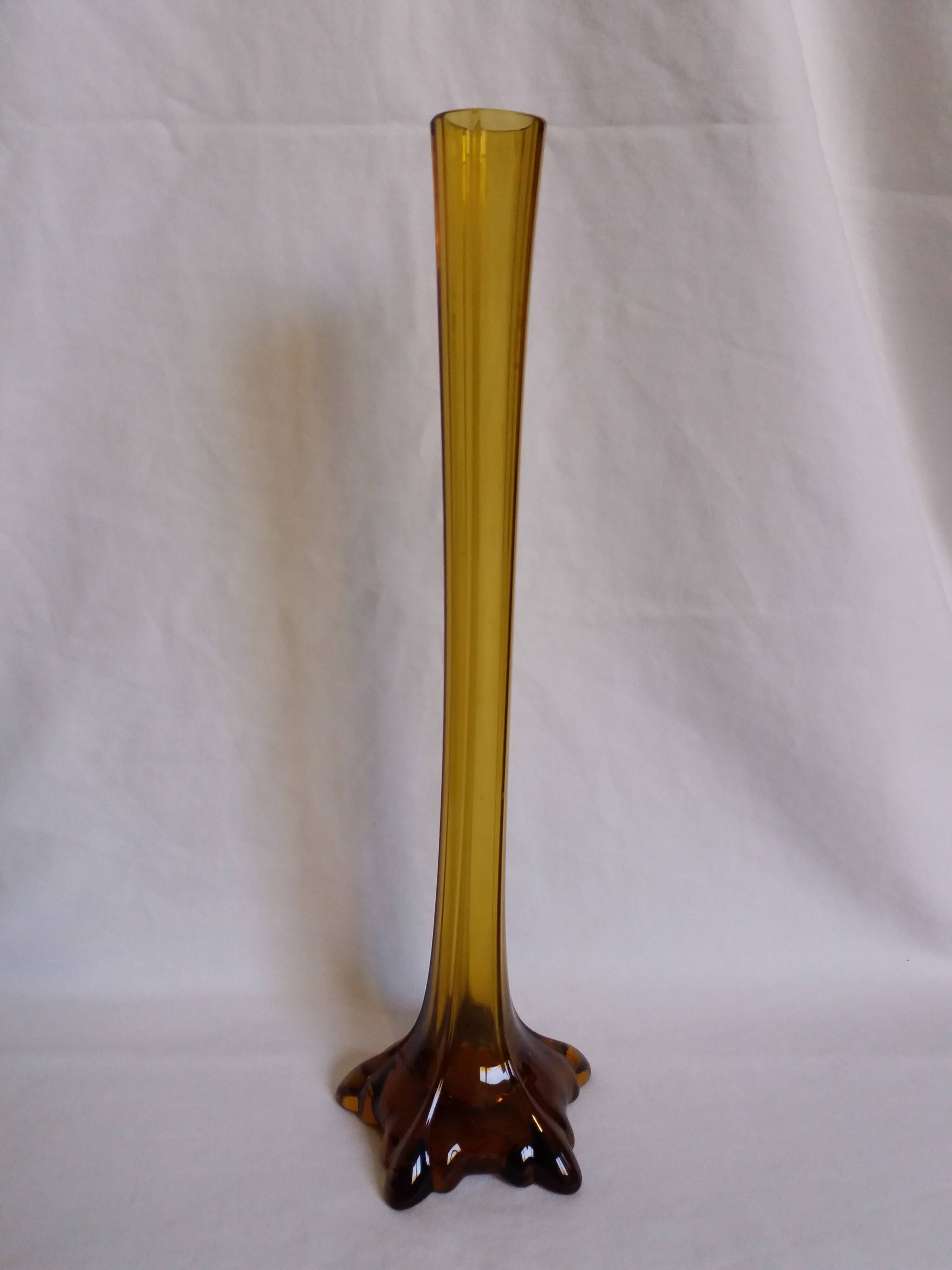 Murano style amber glass soliflore vase
