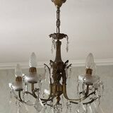 5-light bronze chandelier with glass tassels