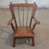 Paire de fauteuils en chêne brutaliste 1970