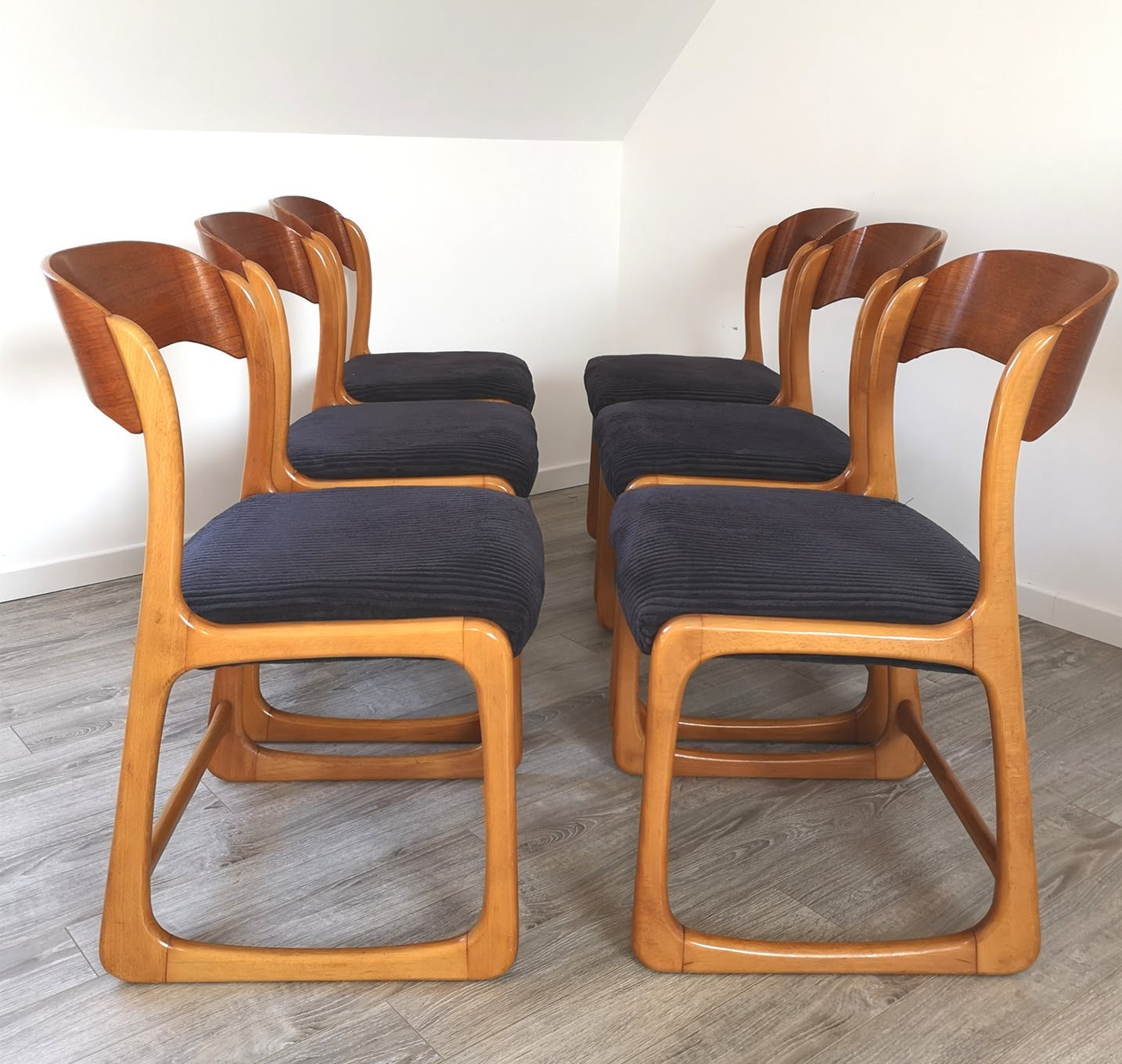 Set of 6 Baumann Sleigh chairs