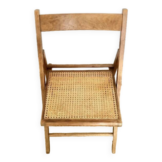 1980 cane and wood folding chair