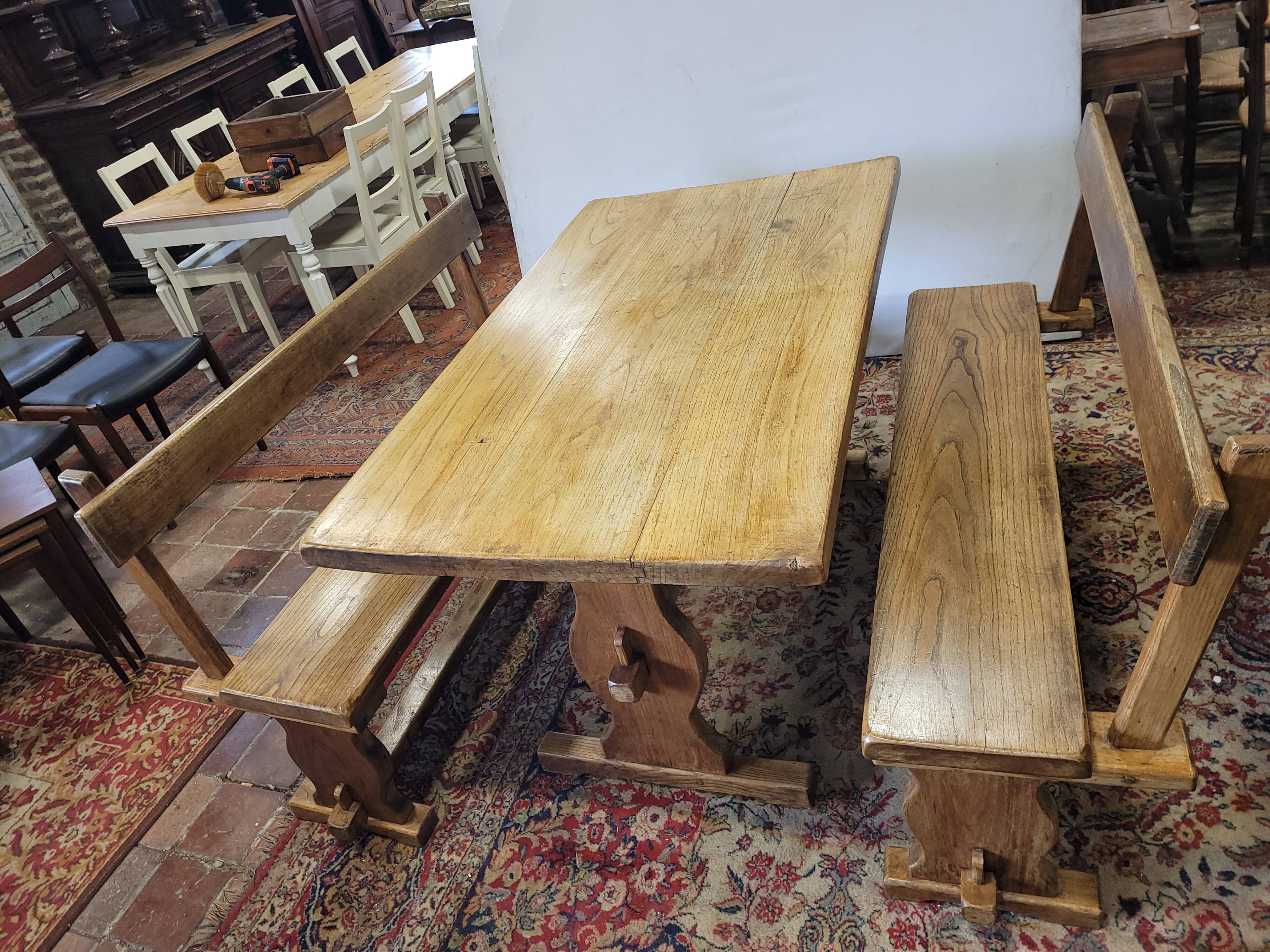 Farm table with benches