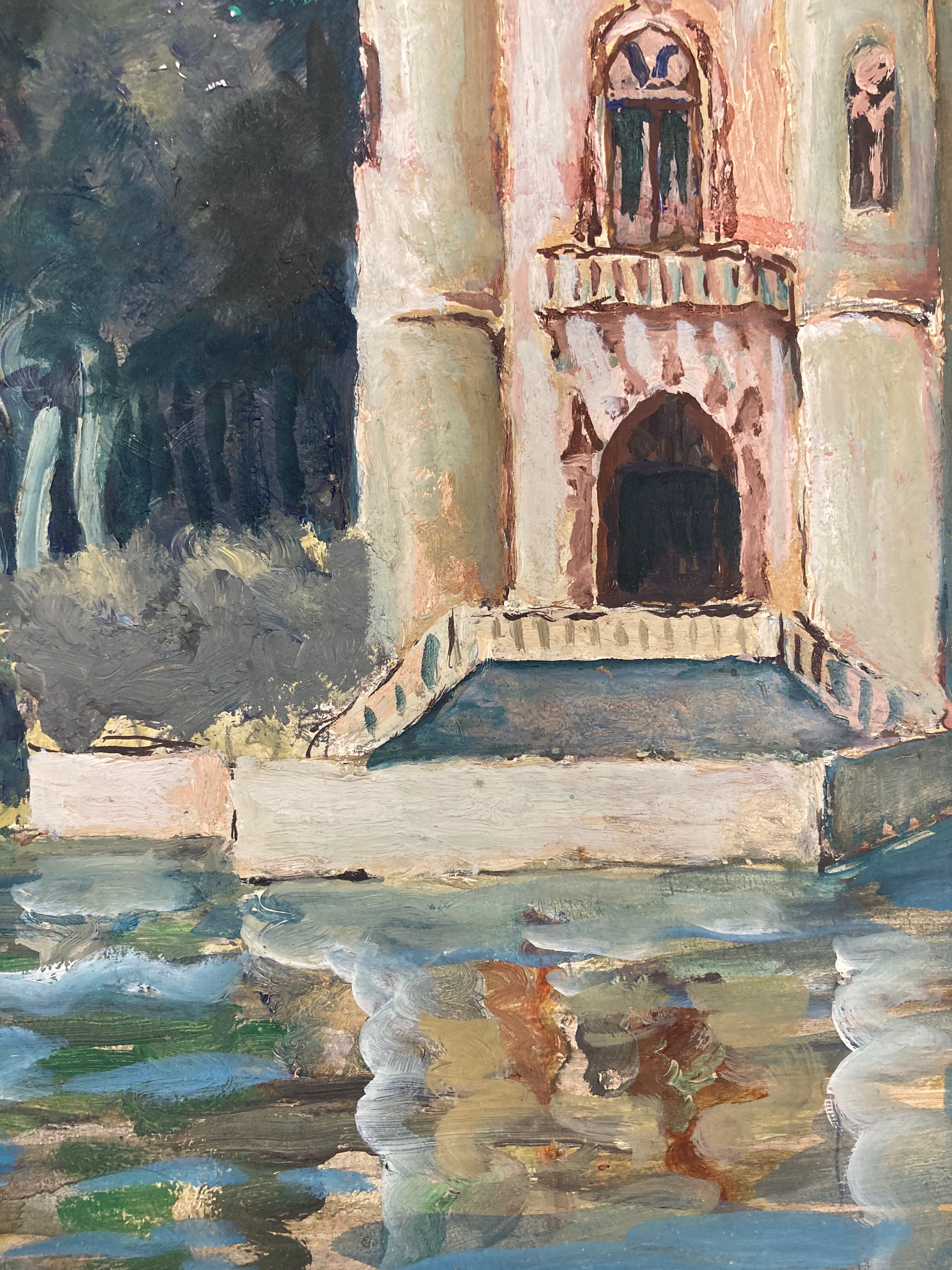 Oil painting on vintage cardboard