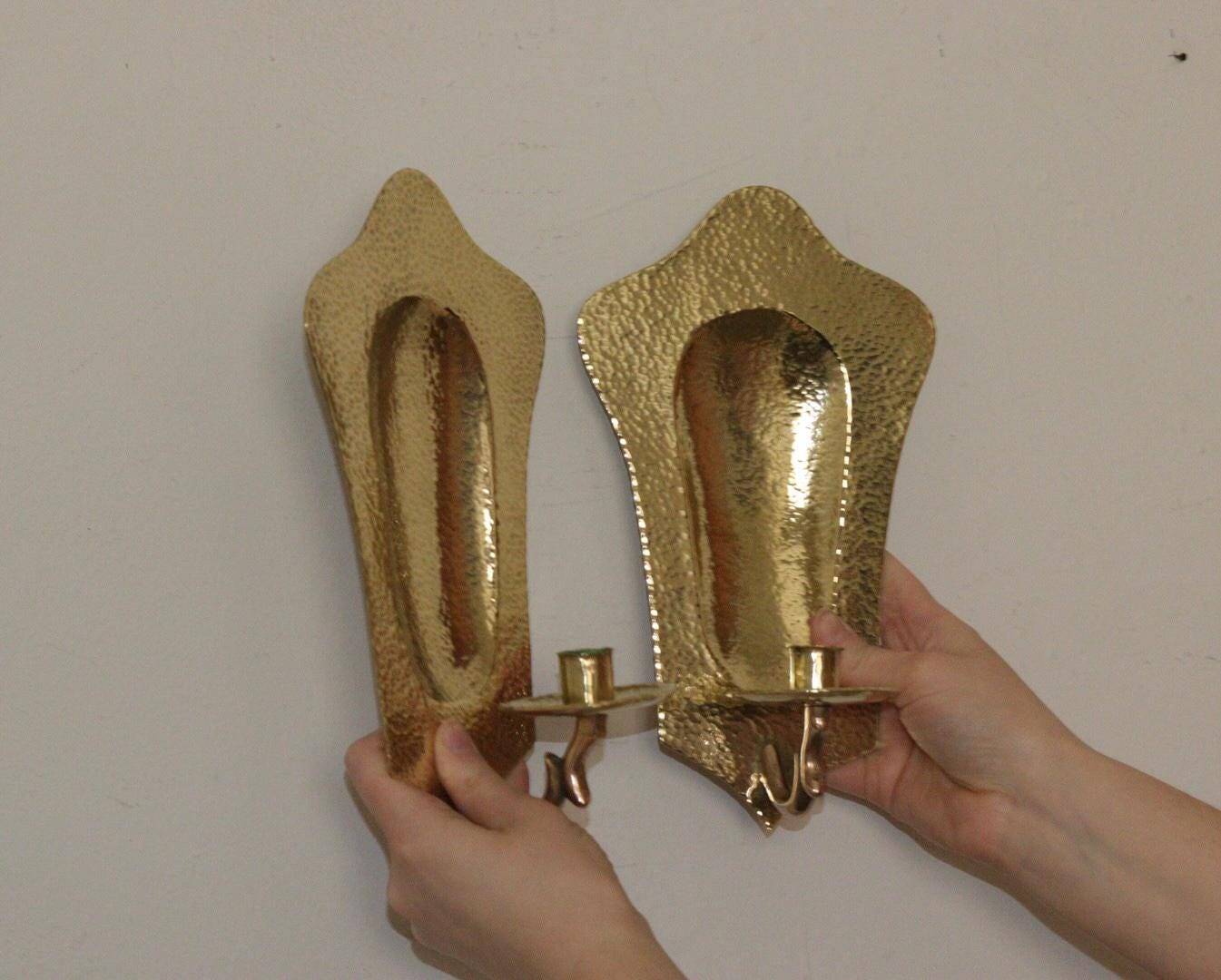 Paire d'appliques suédoises en laiton, milieu XXème