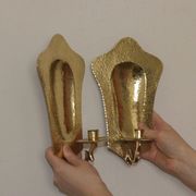 Pair of Swedish brass wall lights, mid-20th century.