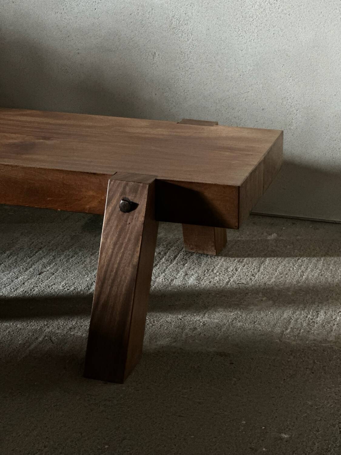 Brutalist mahogany coffee table