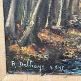 R. Delhaye. "Autumn forest landscape." Oil on canvas.