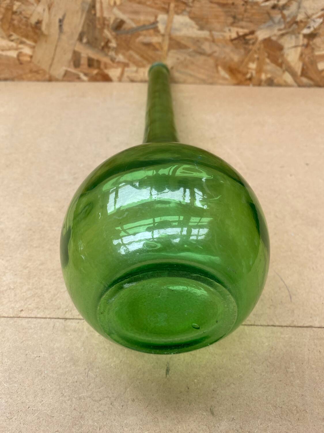 Antique Chianti Dame Jeanne Green Glass Bottle Large Vintage Model