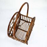 Italian Bamboo & Rattan Magazine Rack, 1950s