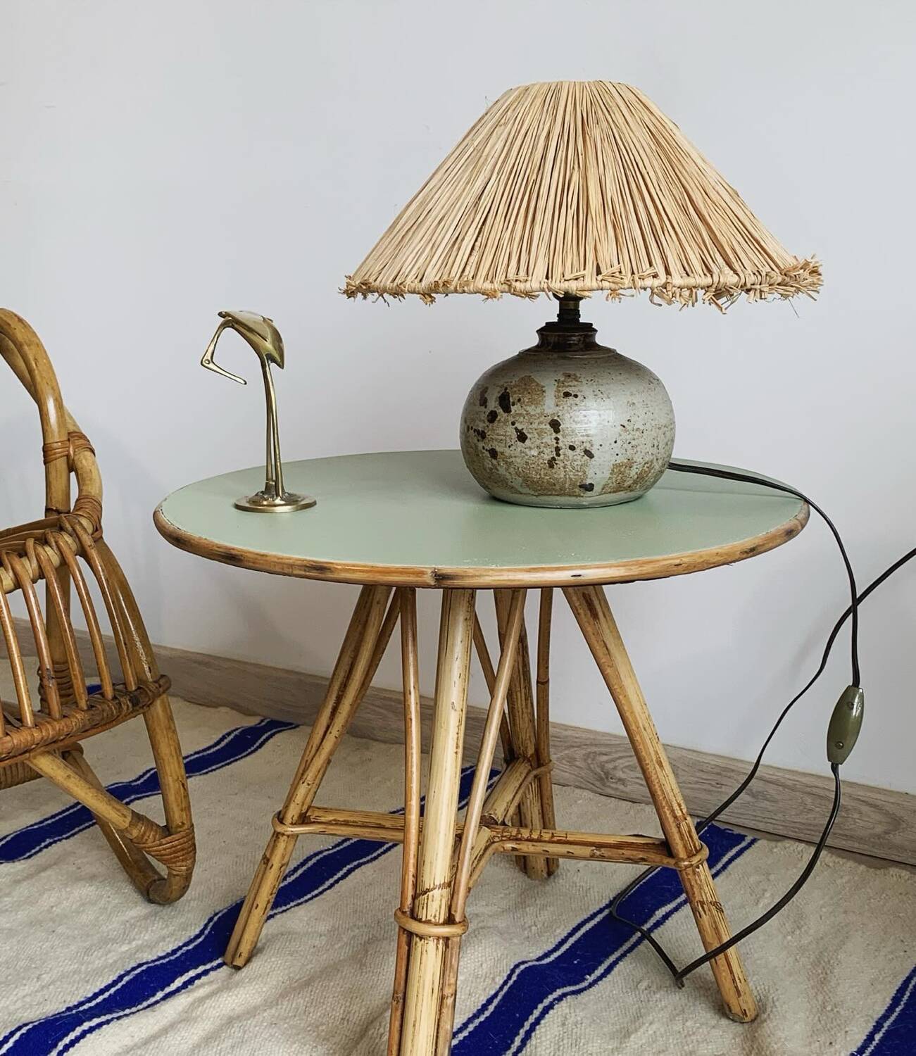 Vintage enamelled stoneware lamp base