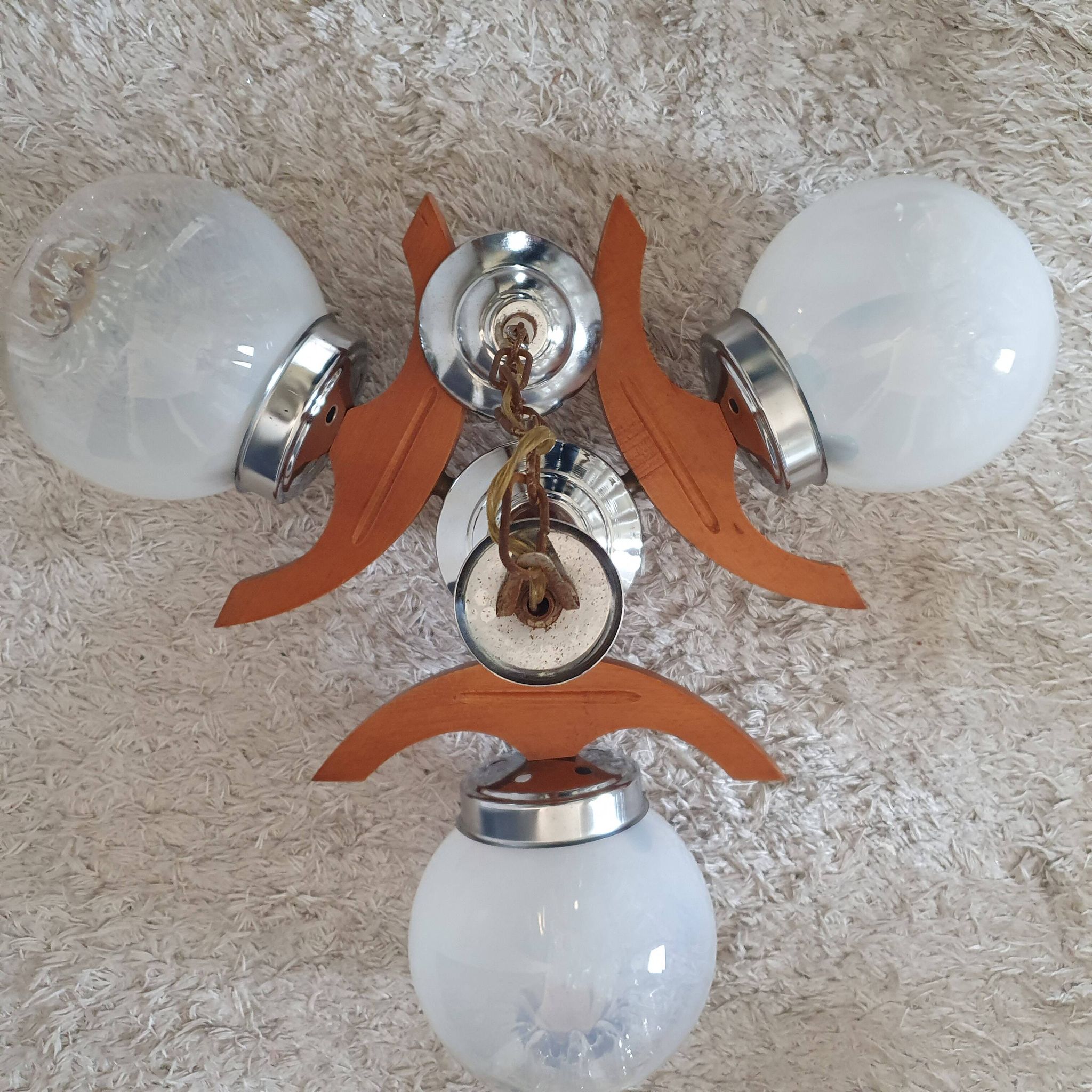 Lustre 3 branches Design Mazzega verres Murano