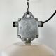 Large White Enamel Industrial Factory Lamp with Glass Cover, 1990s