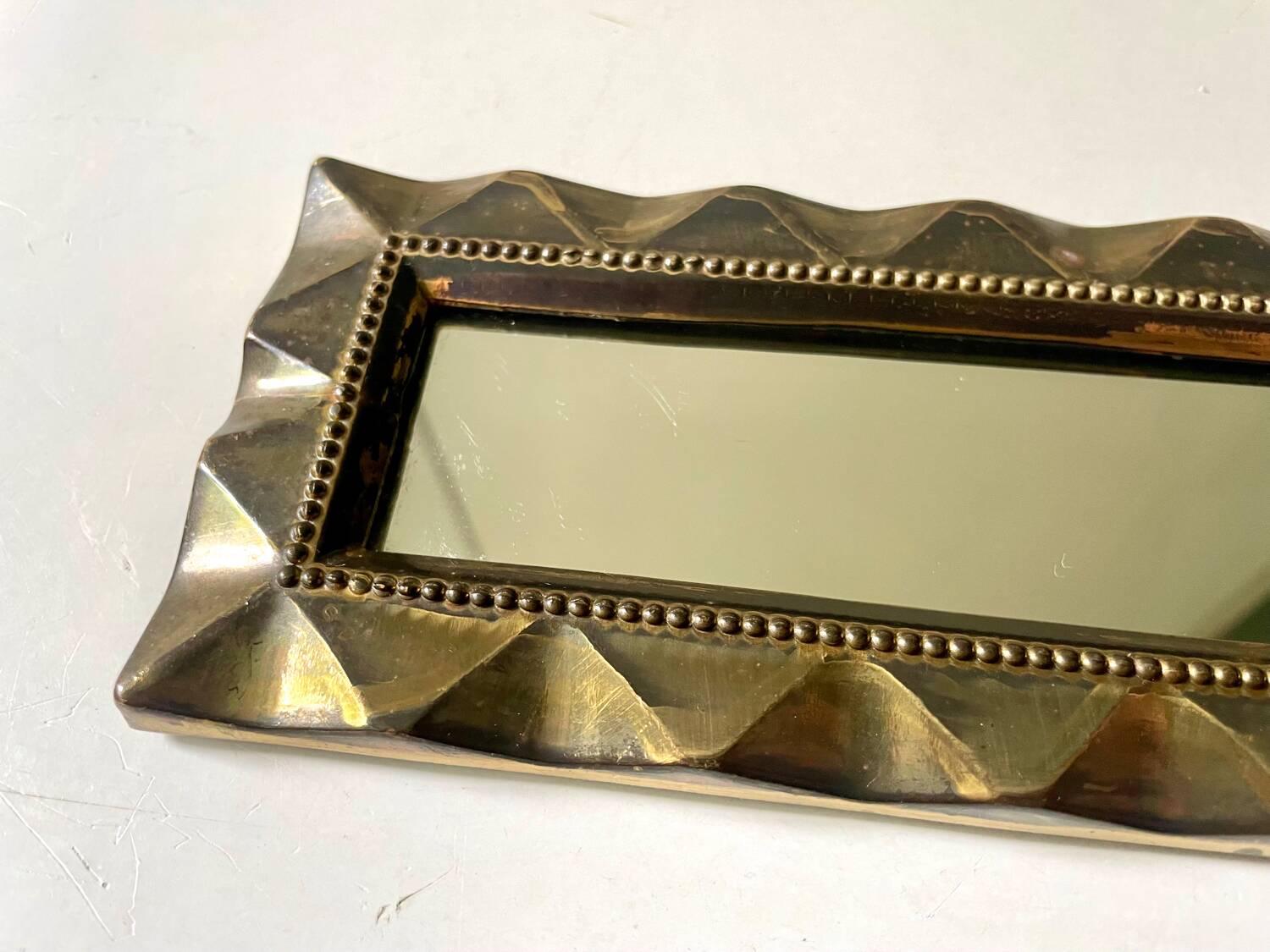 Vintage Art Deco Brass Wall mirrored Candle Sconce