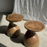 Solid wood side table (monoxyl) organic shape natural color