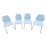 Vico Magistretti (1920-2006) for Kartell - Series of 4 chairs - Maui model - Sky blue color