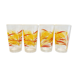4 glasses orange and yellow wheat pattern