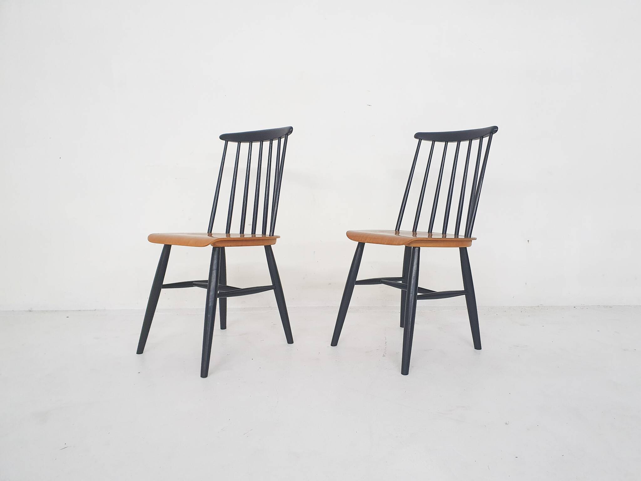 Set of two spindle back chairs, The Netherlands 1960's
