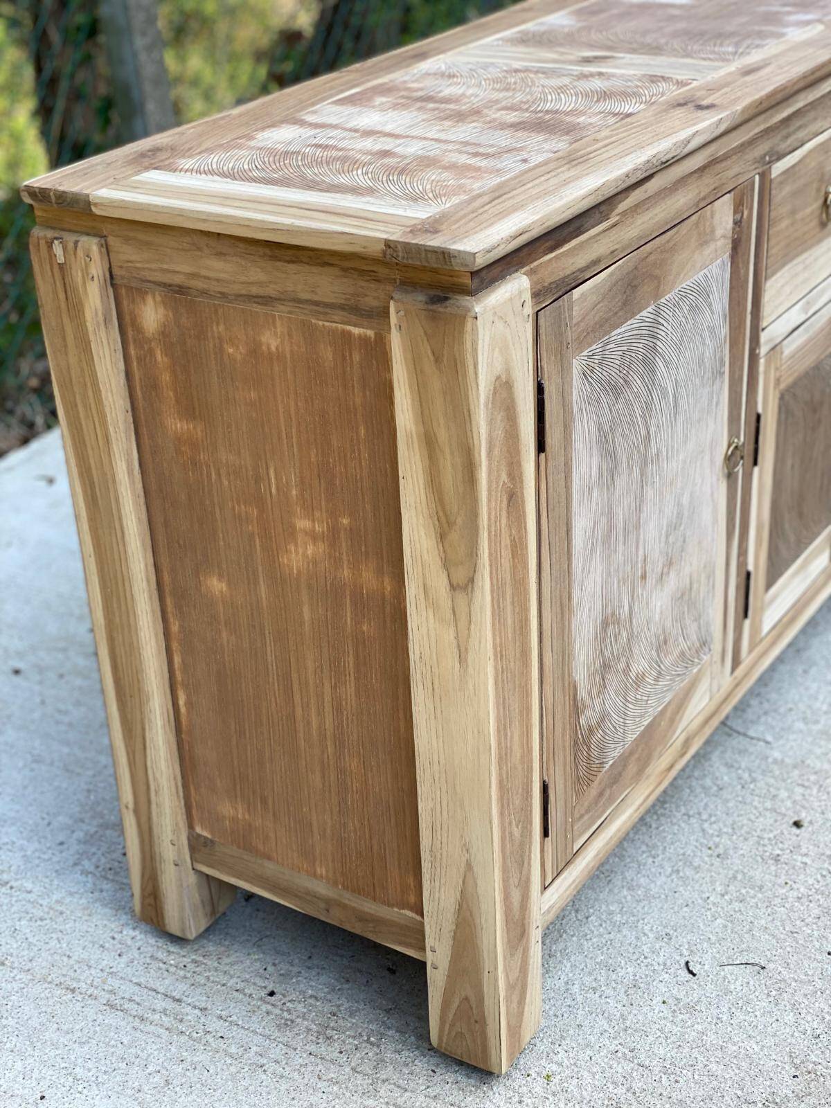 Renovated Scandinavian sideboard in solid raw oak 180cm