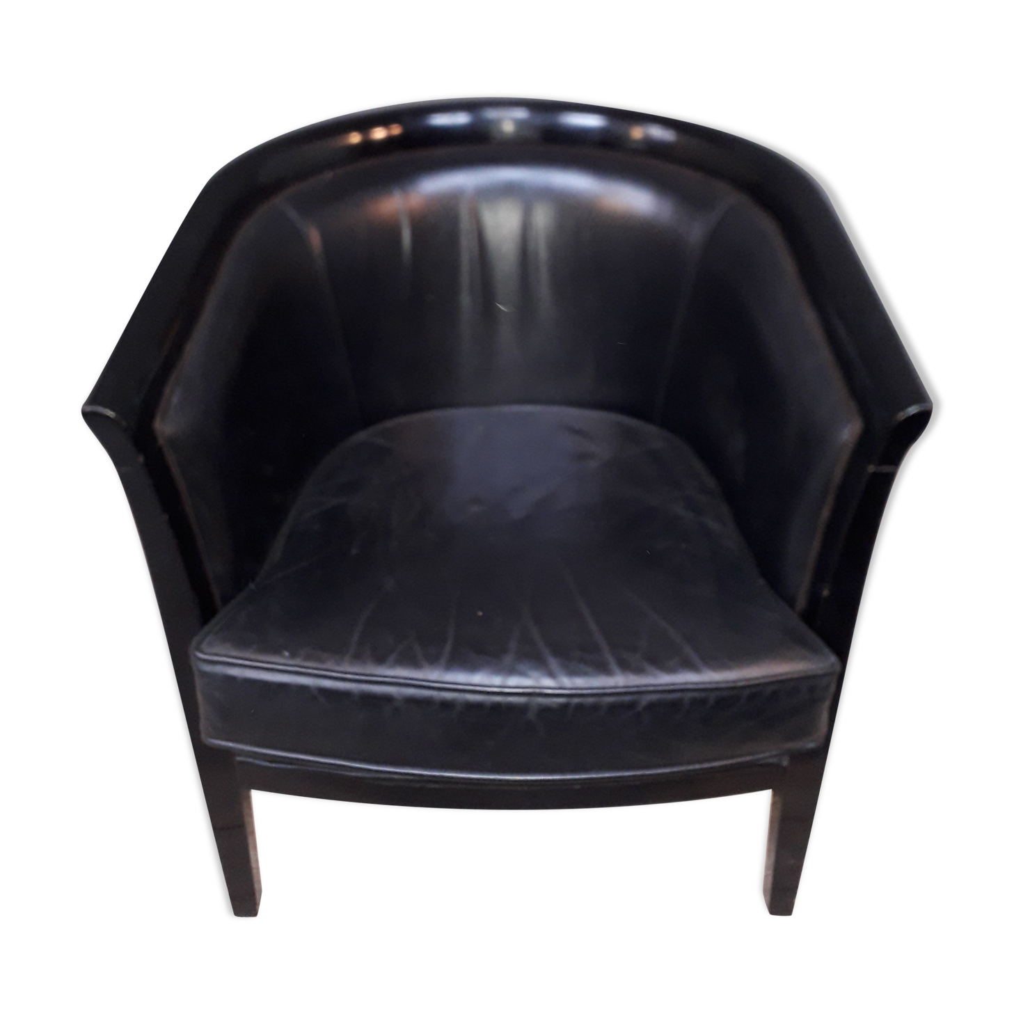 Modern black leather armchair