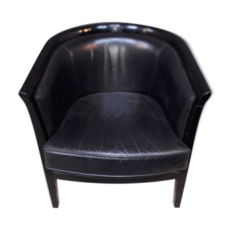 Modern black leather armchair