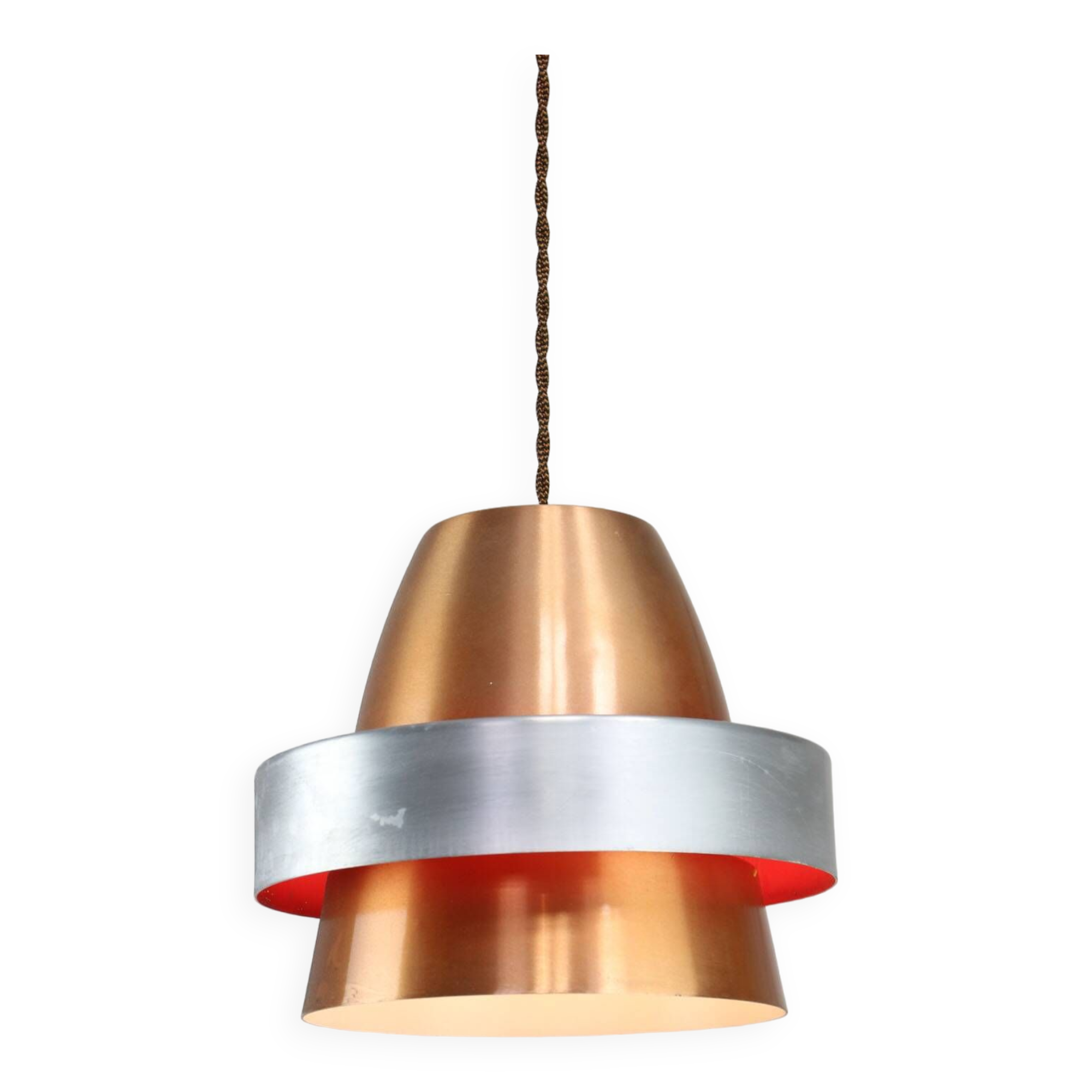 Italian  Aluminum Space Age Pendant Lamp in Copper color, 1970s