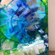 Abstract flowers, modern canvas signed by Myriam Guenaizia.