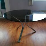 Space Age 1970s chrome and glass round table