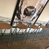 set of 5 stool year 80 in wood and metal