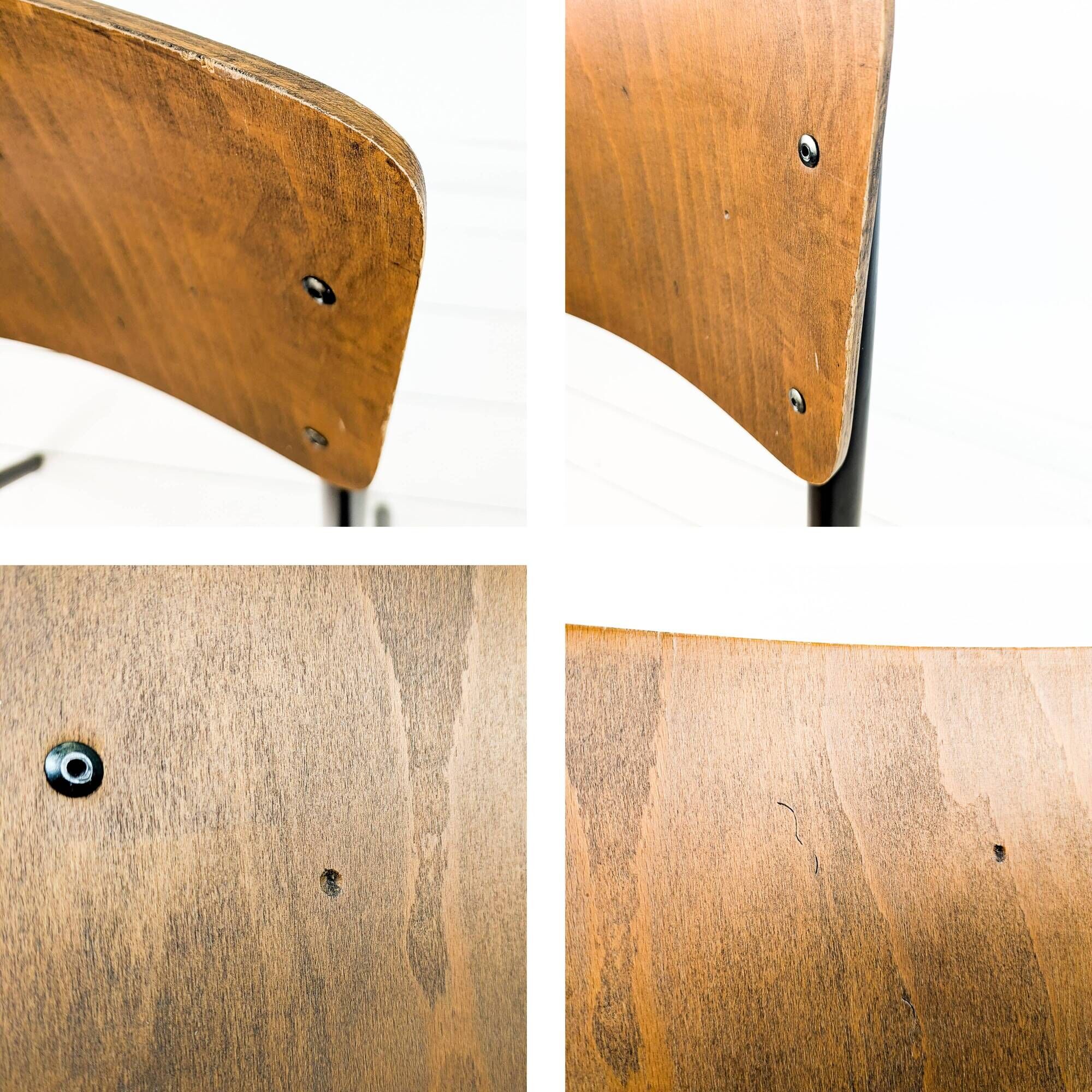 Chaise d’école vintage en bois et métal – style industriel, années 60