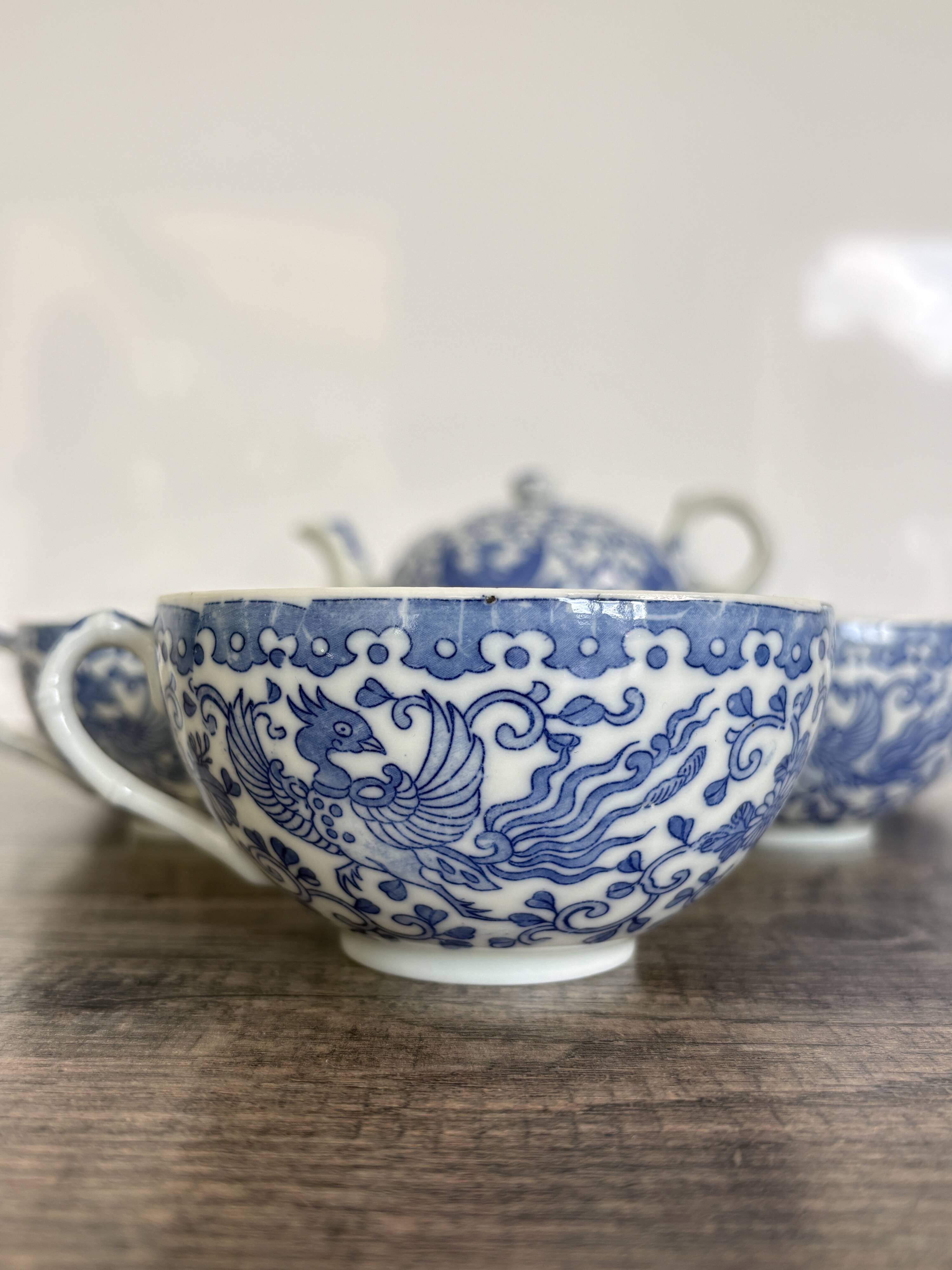 Ancient Japanese tea service Phoenix Decor – Early 20th century
