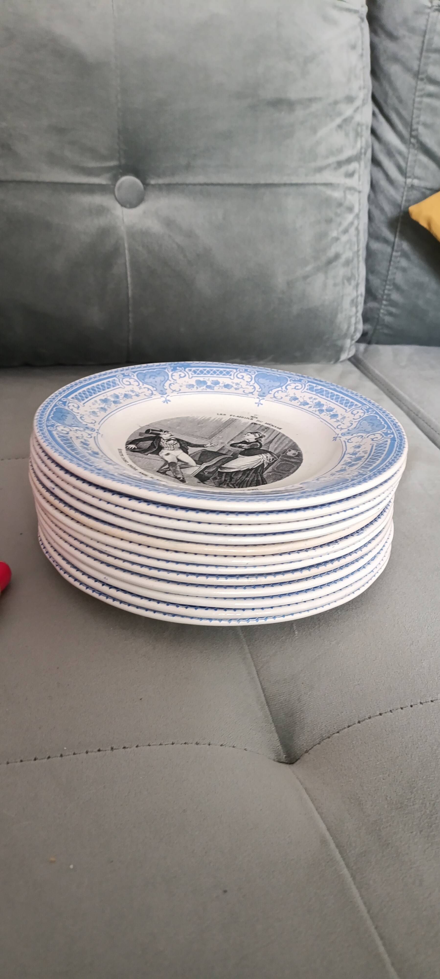 Set of 12 plates the pleasures of housekeeping