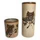 Pair of Mexican Tonala owl scroll vases