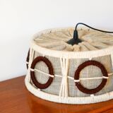 Round wool pendant with geometric patterns, Beige, Design, 1970