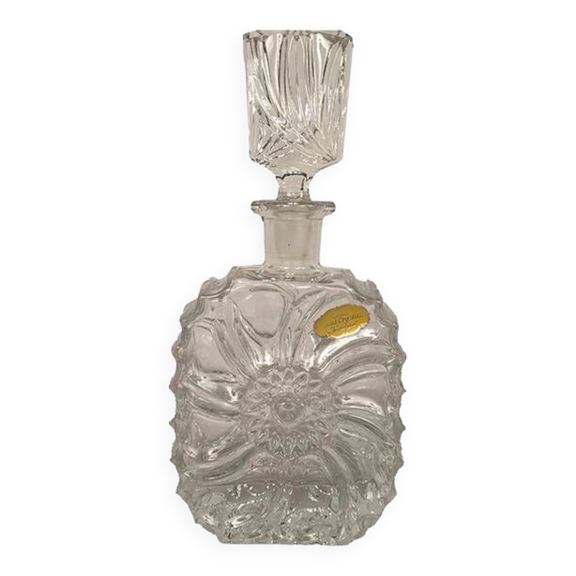 Real lead crystal foreign, small molded glass carafe and stopper