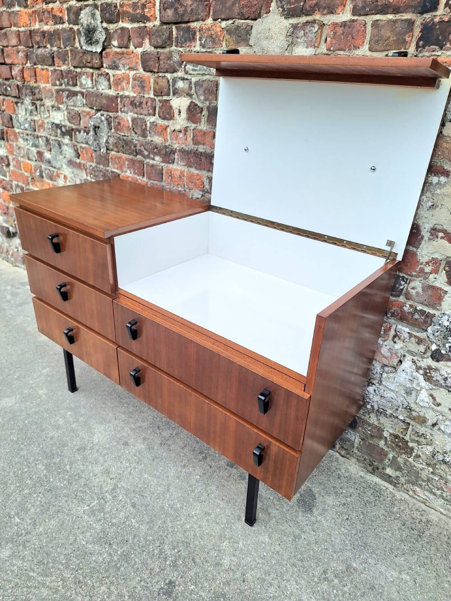 Vintage teak sideboard, large antique chest of drawers.