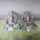 Antique Baroque Andirons in Brass & Cast Iron