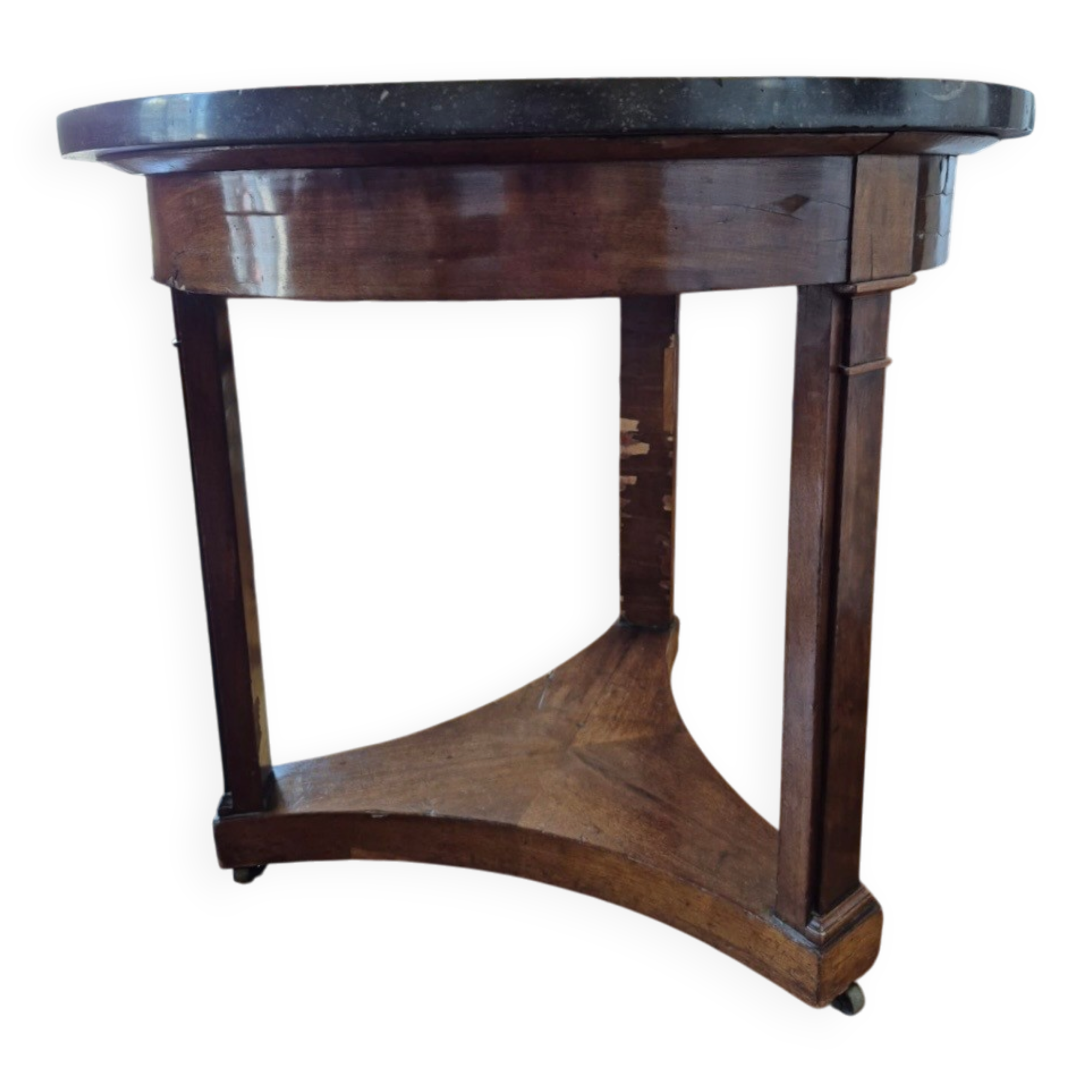 Mahogany side table with a marble top