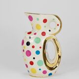 Boch Frères Pichet / Mid-Century Jug in Gold and Polka Dots, Belgium, 1950s