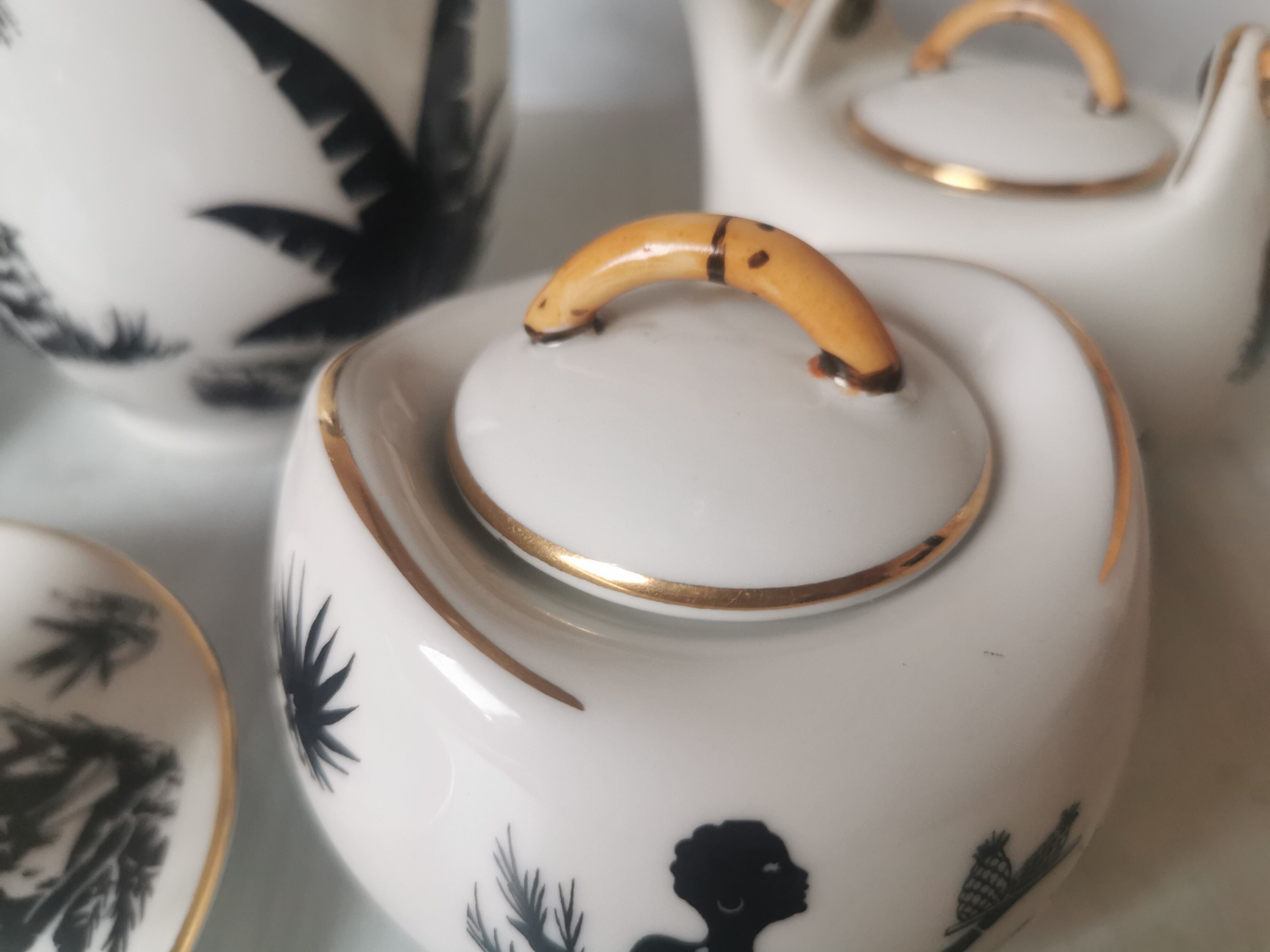 Coffee service African porcelain décor from Limoges