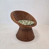 Pair of italian wicker lounge chairs, 1960's