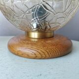 Lumières de table bois avec capot en verre doré années 70
