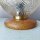 Wooden table lights with 70s gold glass hood